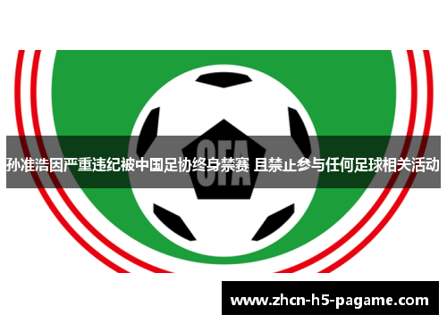 孙准浩因严重违纪被中国足协终身禁赛 且禁止参与任何足球相关活动